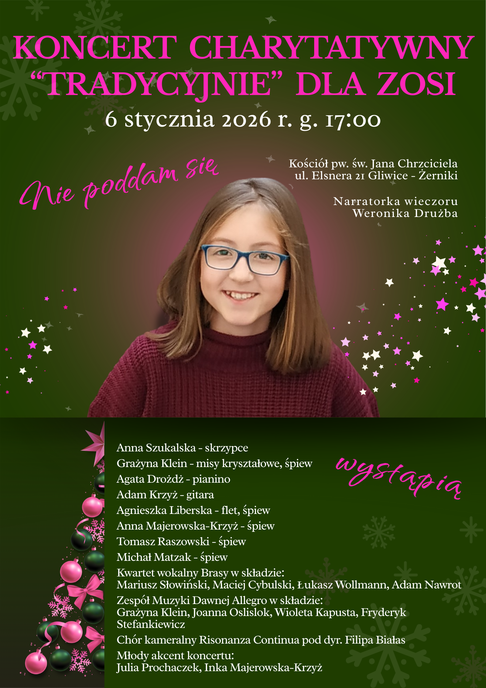 Kolędowy koncert charytatywny dla Zosi_06.01.2026_plakat_Tradycyjnie dla Zosi
